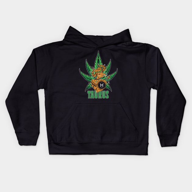 Taurus Weed Shirt, Zodiac Cannabis, Taurus Marijuana Shirt, Taurus Gift, Taurus Zodiac tee, zodiac birthday gift, Zodiac Pot Leaf Kids Hoodie by Moon Phase Design